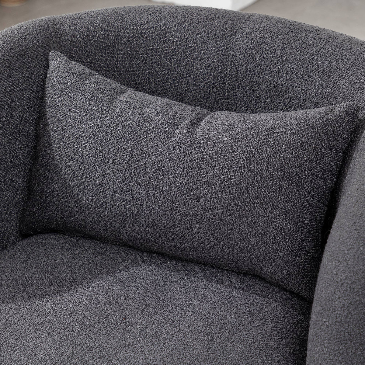 Nouveauté 2026 – Fauteuil pivotant rond 34" en bouclette de 86 cm de large, sans assemblage, avec coussin décoratif, idéal pour le salon et la chambre, couleur taupe