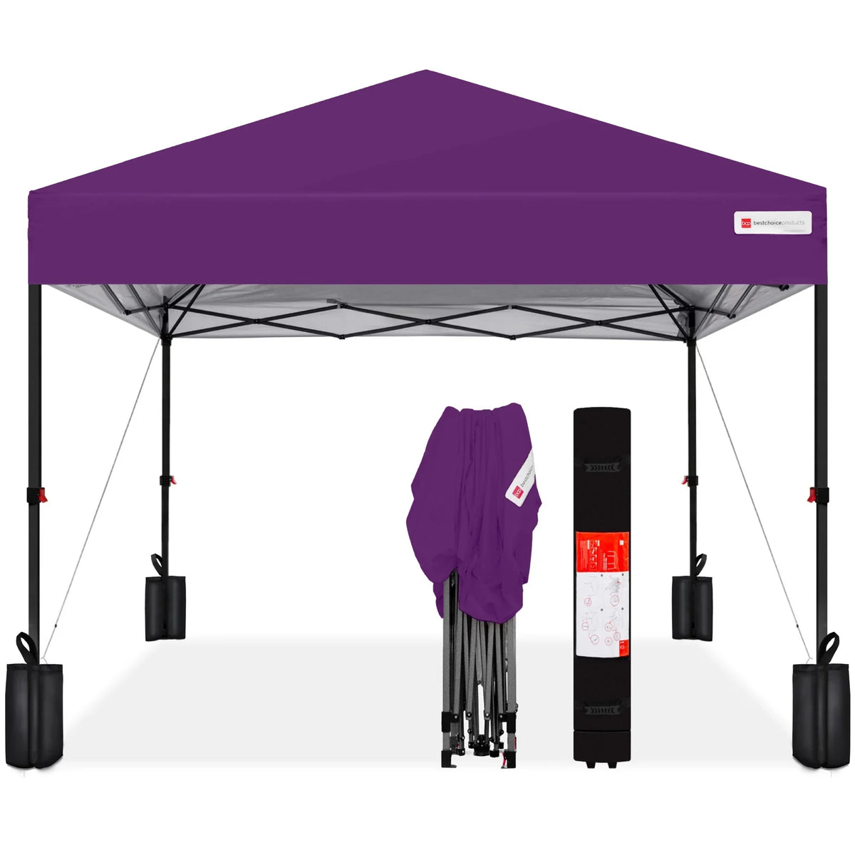 Nouveauté 2026 – Best Choice Products 3,66 m x 3,66 m - Abri pliant facile à monter avec installation en un clic, sac à roulettes et 4 sacs de lestage - Bleu marine