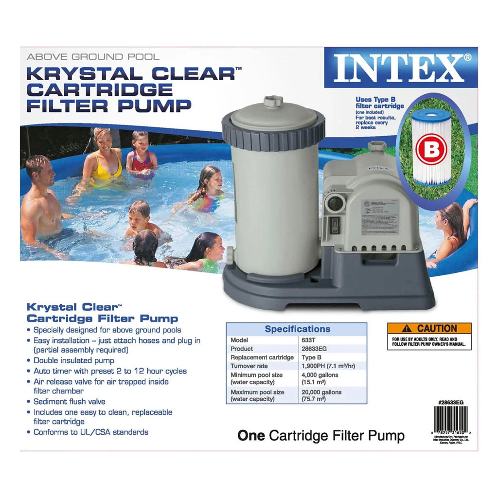 Nouveauté 2026 – Pompe à cartouche filtrante pour piscine Intex Krystal Clear 2500 GPH avec minuterie