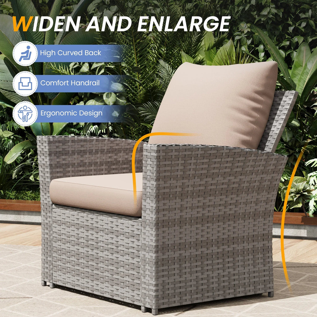 Nouveauté 2026 – Ensemble de mobilier de patio en résine tressée UDPATIO , ensemble de conversation d'extérieur 4 pièces, canapé de patio en rotin PE gris pour balcon, porche, jardin, gris