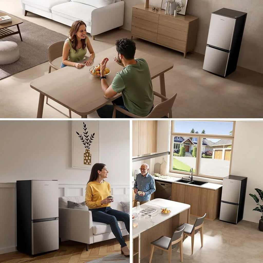Nouveauté 2026 – Mini-réfrigérateur Upstreman 4 pi³ (113 L) avec congélateur inférieur, 2 portes, thermostat réglable et tablettes en verre amovibles, noir BM40