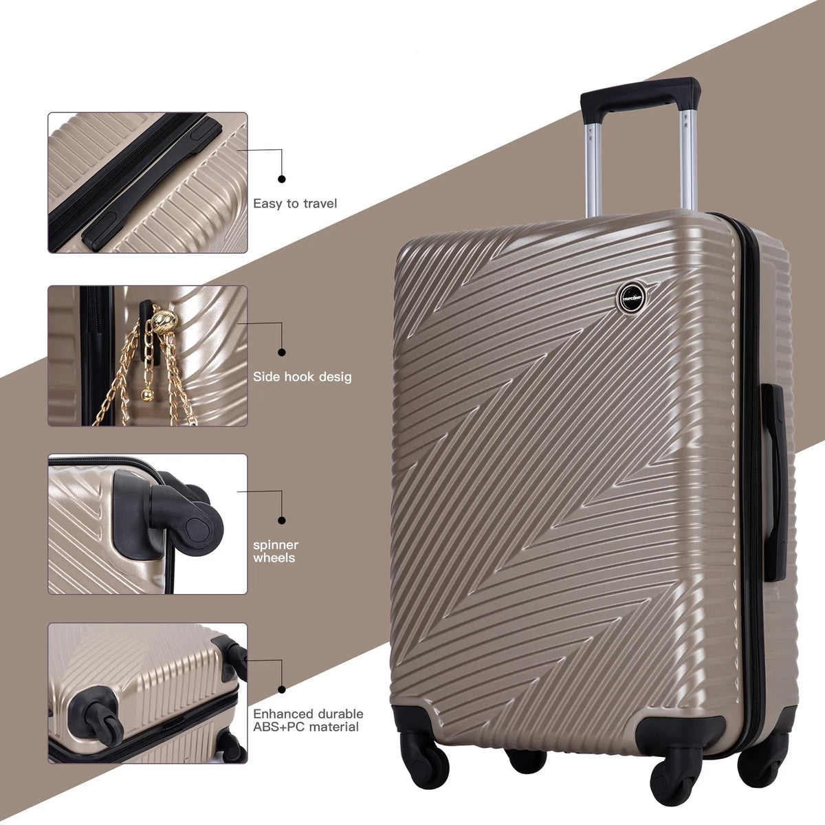 Nouveauté 2026 – Ensemble de 3 valises Tripcomp , valise rigide légère à roulettes multidirectionnelles 20 po, 24 po, 28 po (bleu
