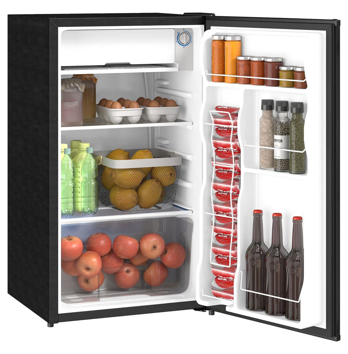 Nouveauté 2026 – Mini-réfrigérateur avec congélateur , réfrigérateur compact de 90 litres (3,2 pi³) pour chambre, dortoir, appartement - Thermostat réglable, porte réversible, noir
