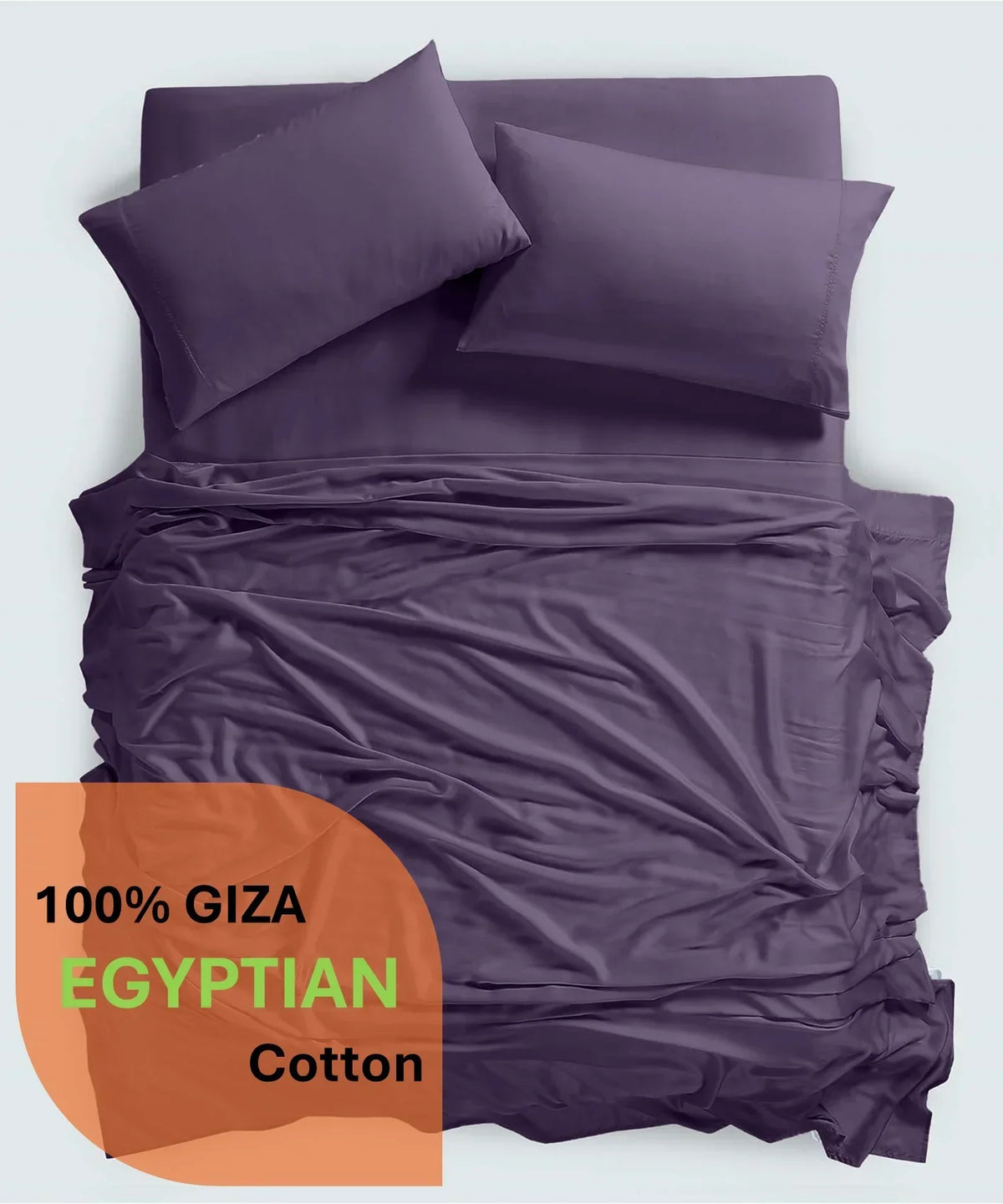 Nouveauté 2026 – Parure de lit 4 pièces en coton égyptien Giza 100 % (600 fils/cm²), drap-housse à bonnet profond de 38 cm, satin doux et respirant - Noir, 1 place
