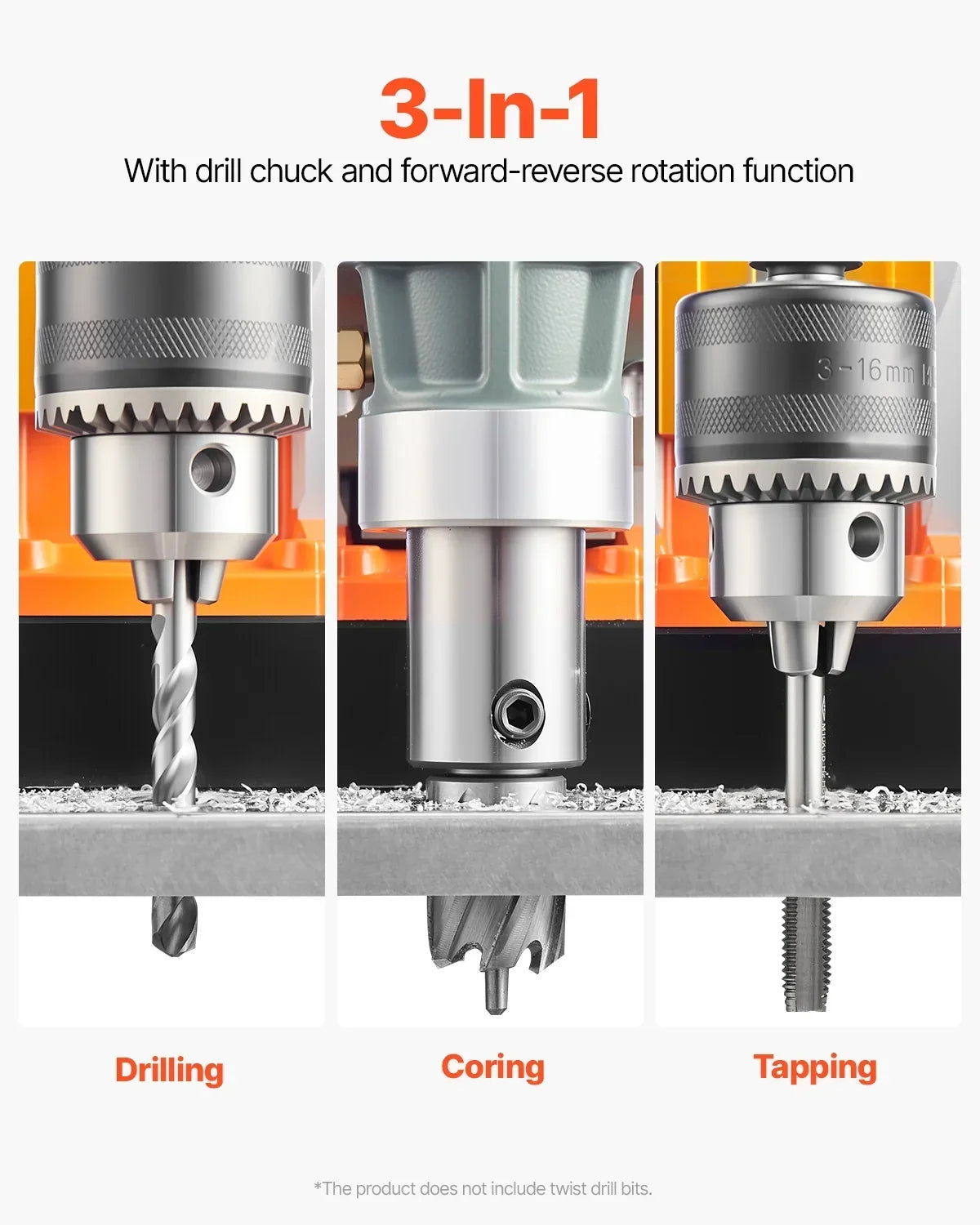Nouveauté 2026 – Perceuse magnétique VEVOR , moteur de 1450 W, diamètre d'alésage de 50 mm, force de 1808 kgf, perceuse magnétique électrique portable, avec 6 forets à carottage, vitesse variable, machine à percer les surfaces métalliques, pour le br
