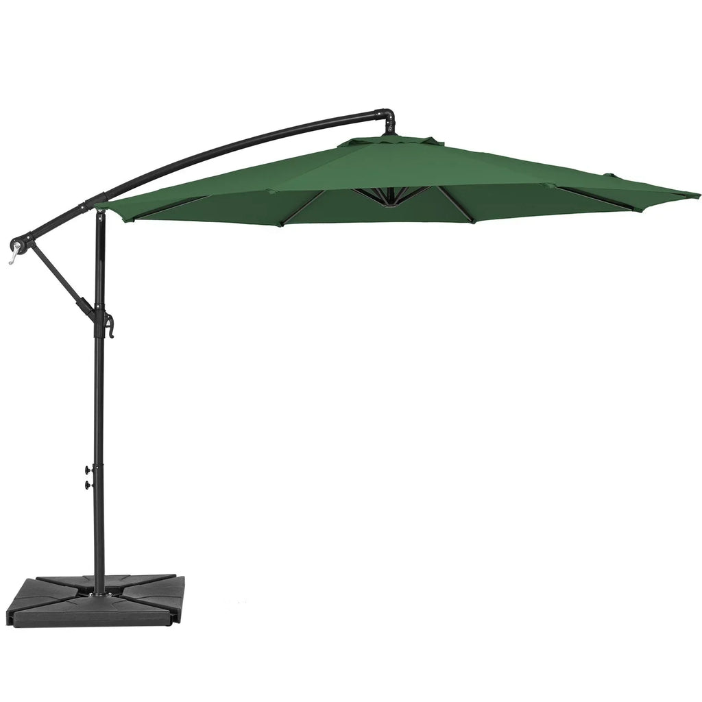 Nouveauté 2026 – Parasol déporté suspendu JUSTLET de 3 m (10 pi) robuste avec base en 4 pièces incluse, beige