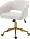 Nouveauté 2026 – Chaise de bureau Westice , chaise de travail en velours, chaise pivotante réglable en hauteur avec base dorée, idéale pour coiffeuse, bureau, salon ou salle informatique, beige