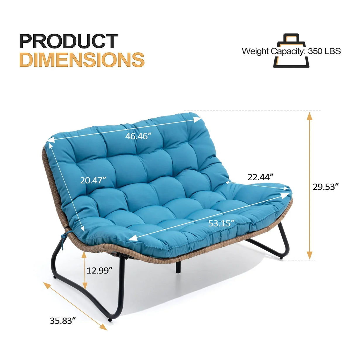 Nouveauté 2026 – Canapé deux places de patio Crestlive Products , grand meuble en rotin résistant aux intempéries avec coussins moelleux, canapé d'extérieur pour balcon, piscine, jardin (beige