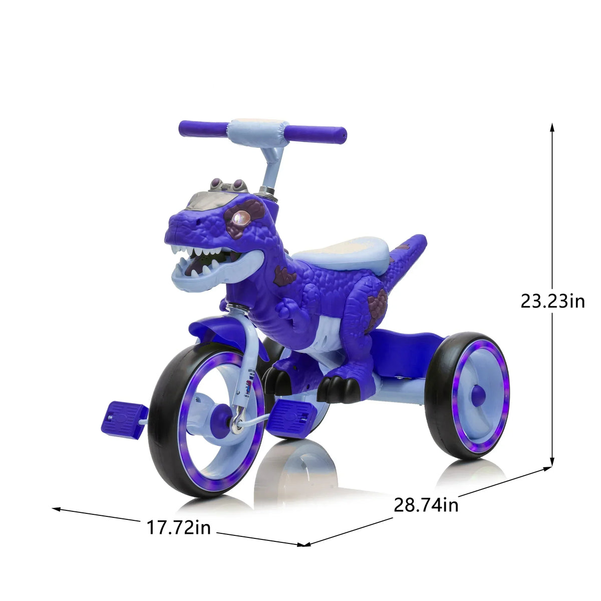 Nouveauté 2026 – Tricycle dinosaure Xuanlur pour enfants , avec larges roues lumineuses, pédales antidérapantes, panier arrière, musique et lumières LED, jouet idéal pour les enfants de 3 à 6 ans (vert