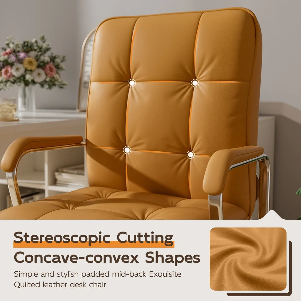 Nouveauté 2026 – Fauteuil de bureau Solfway blanc , fauteuil de bureau pivotant en cuir avec roulettes et accoudoirs rembourrés, fauteuil de direction pour adultes