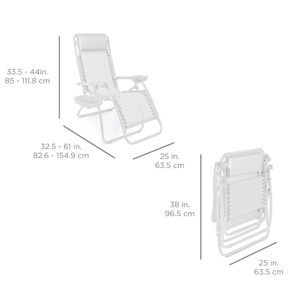 Nouveauté 2026 – Ensemble de 2 fauteuils inclinables zéro gravité Best Choice Products pour terrasse et piscine avec porte-gobelet - Gris