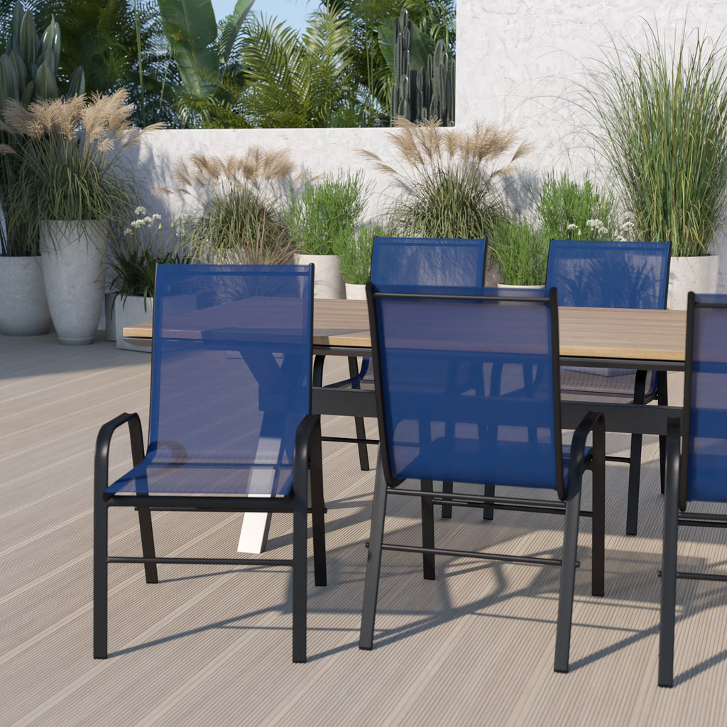 Nouveauté 2026 – Lot de 5 chaises empilables d'extérieur BizChair noires , revêtement Flex Comfort et structure en métal