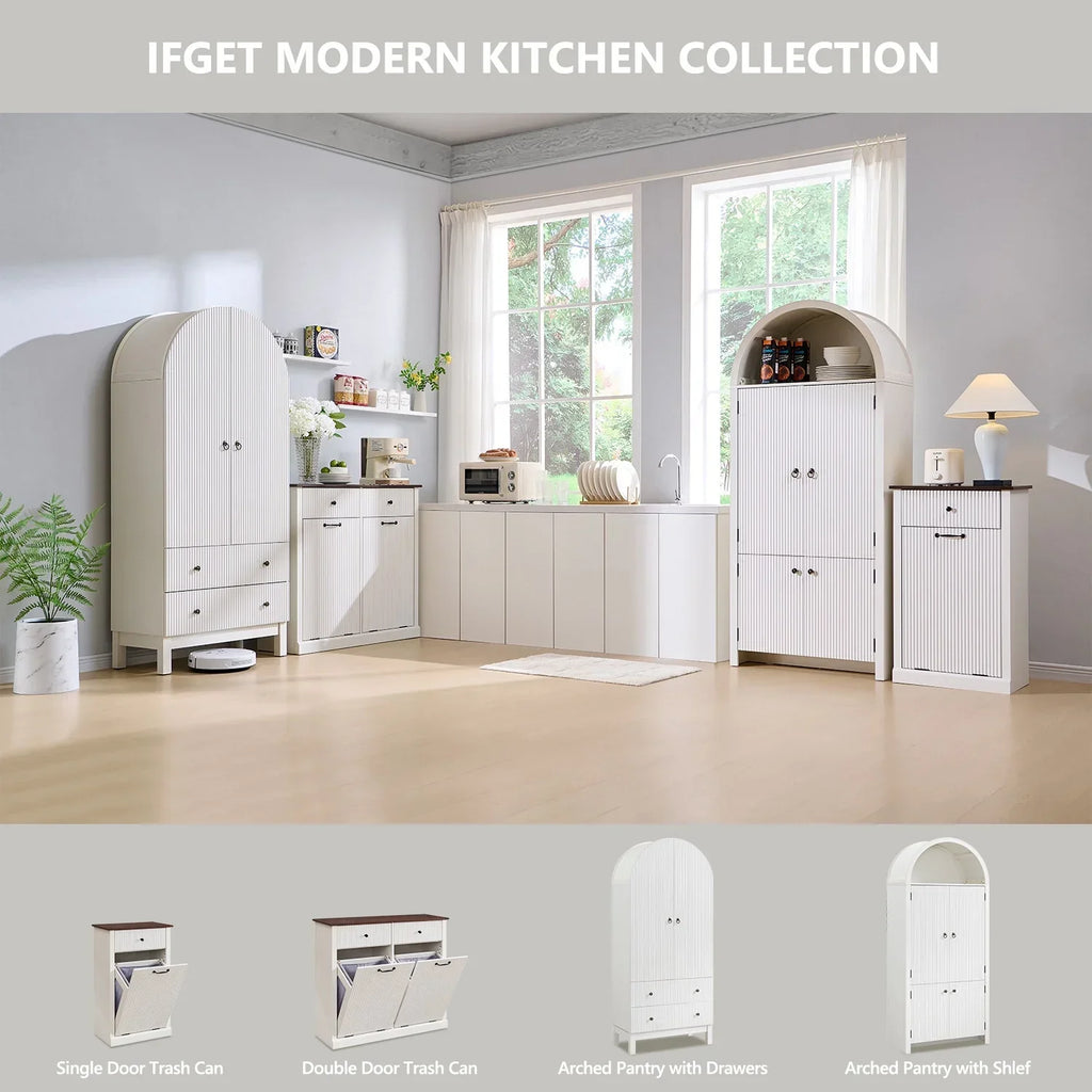 Nouveauté 2026 – Armoire de rangement de cuisine IFGET , 180 cm de haut, style arqué, avec étagères réglables, idéale pour la cuisine et la salle à manger