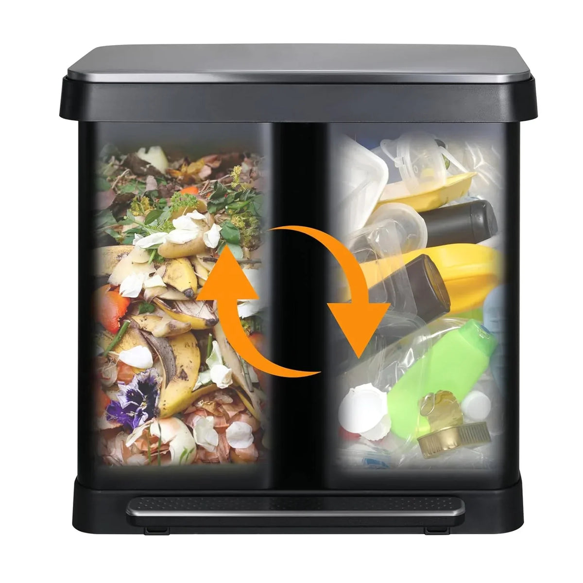 Nouveauté 2026 – Poubelle double Arlopu de 60 litres (16 gallons), en acier inoxydable, avec couvercle à fermeture amortie, pour la maison ou le bureau