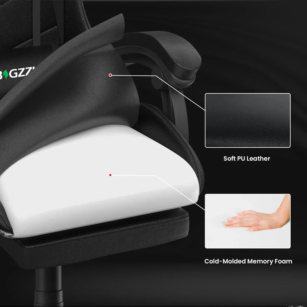 Nouveauté 2026 – Chaise de jeu Bigzzia , chaise de bureau ergonomique avec appui-tête et soutien lombaire réglables en hauteur, pour adultes et adolescents, noir et blanc