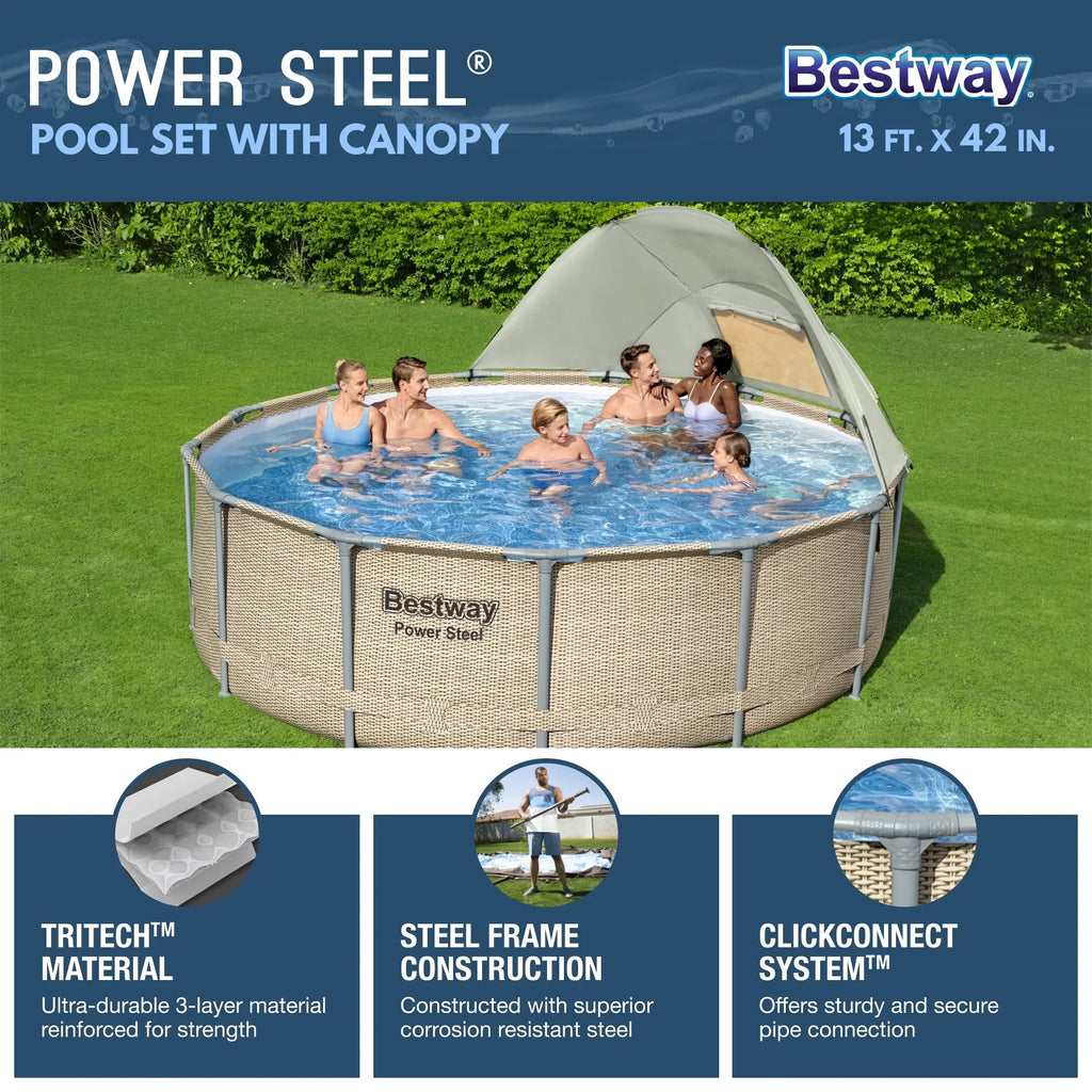 Nouveauté 2026 – Ensemble de piscine extérieure ronde Bestway Power Steel 14 pi x 42 po