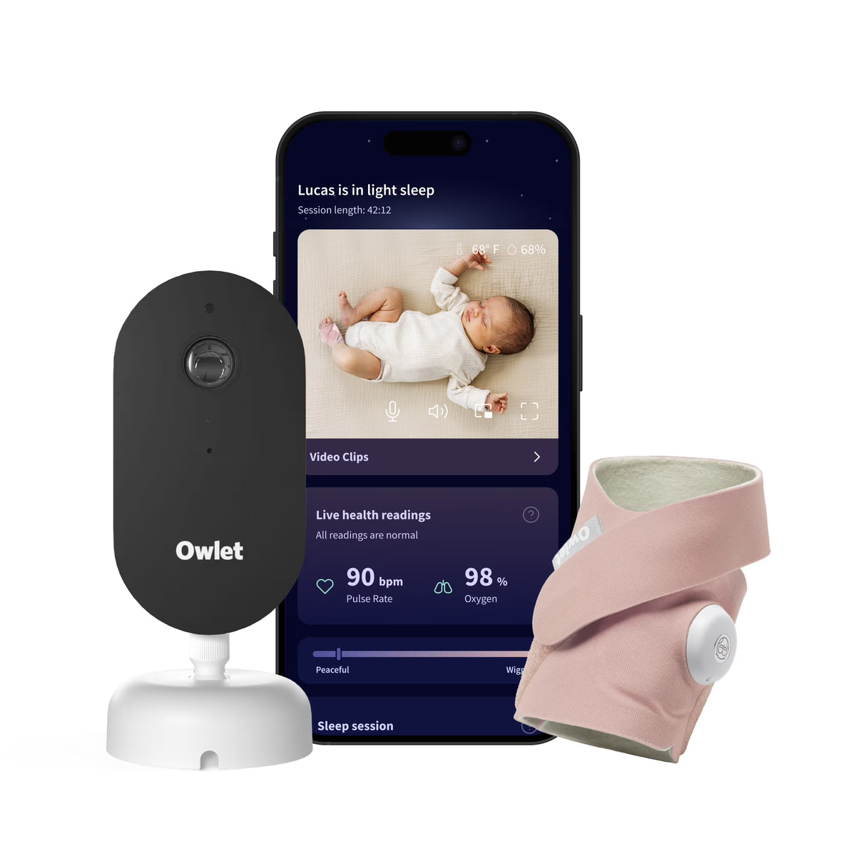 Nouveauté 2026 – Owlet Dream Duo (3e génération) – Approuvé par la FDA, système de surveillance bébé intelligent tout-en-un avec chaussette et caméra HD 2K