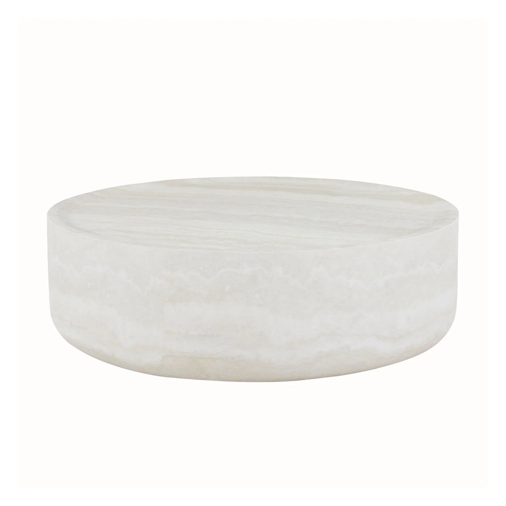 Nouveauté 2026 – Table basse ronde 31,49'' avec texture marbre, table basse circulaire moderne en fibre de verre, table d'appoint pour salon ou extérieur, livrée montée, finition marbre