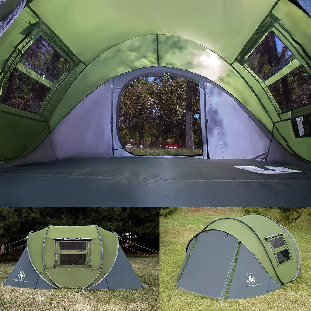 Nouveauté 2026 – Nouvelle tente 4 personnes facile à monter , 24 x 17 x 132 cm, imperméable, montage automatique, 2 portes - Tente familiale instantanée idéale pour le camping, la randonnée et les voyages