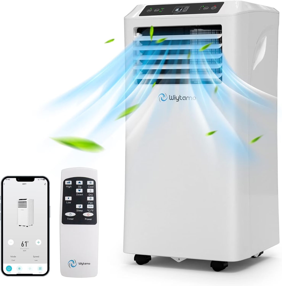 Nouveauté 2026 – Climatiseur portable 3 en 1 (10 000 BTU) avec télécommande Wi-Fi intelligente, déshumidificateur et ventilateur