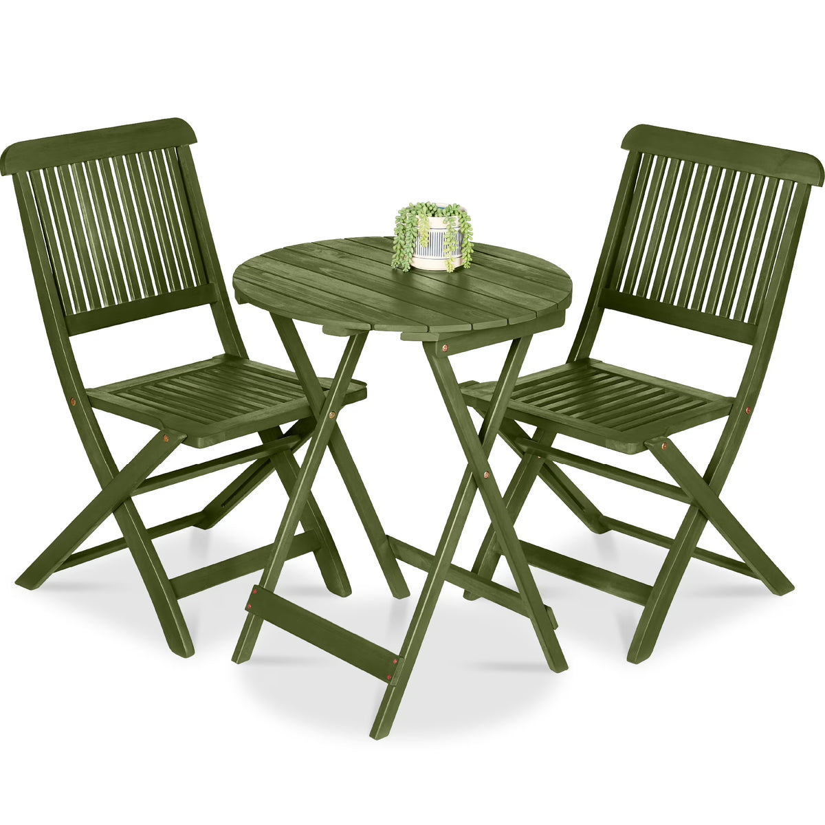 Nouveauté 2026 – Ensemble bistro 3 pièces en bois d'acacia Best Choice Products , mobilier de patio pliant avec 2 chaises et une table - Naturel