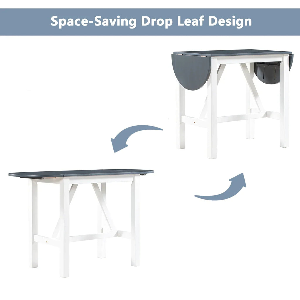 Nouveauté 2026 – Ensemble de salle à manger pliant 3 pièces en bois Harper & Bright Designs : table à abattants et 2 chaises de bar rembourrées, idéal pour les petits espaces, marron