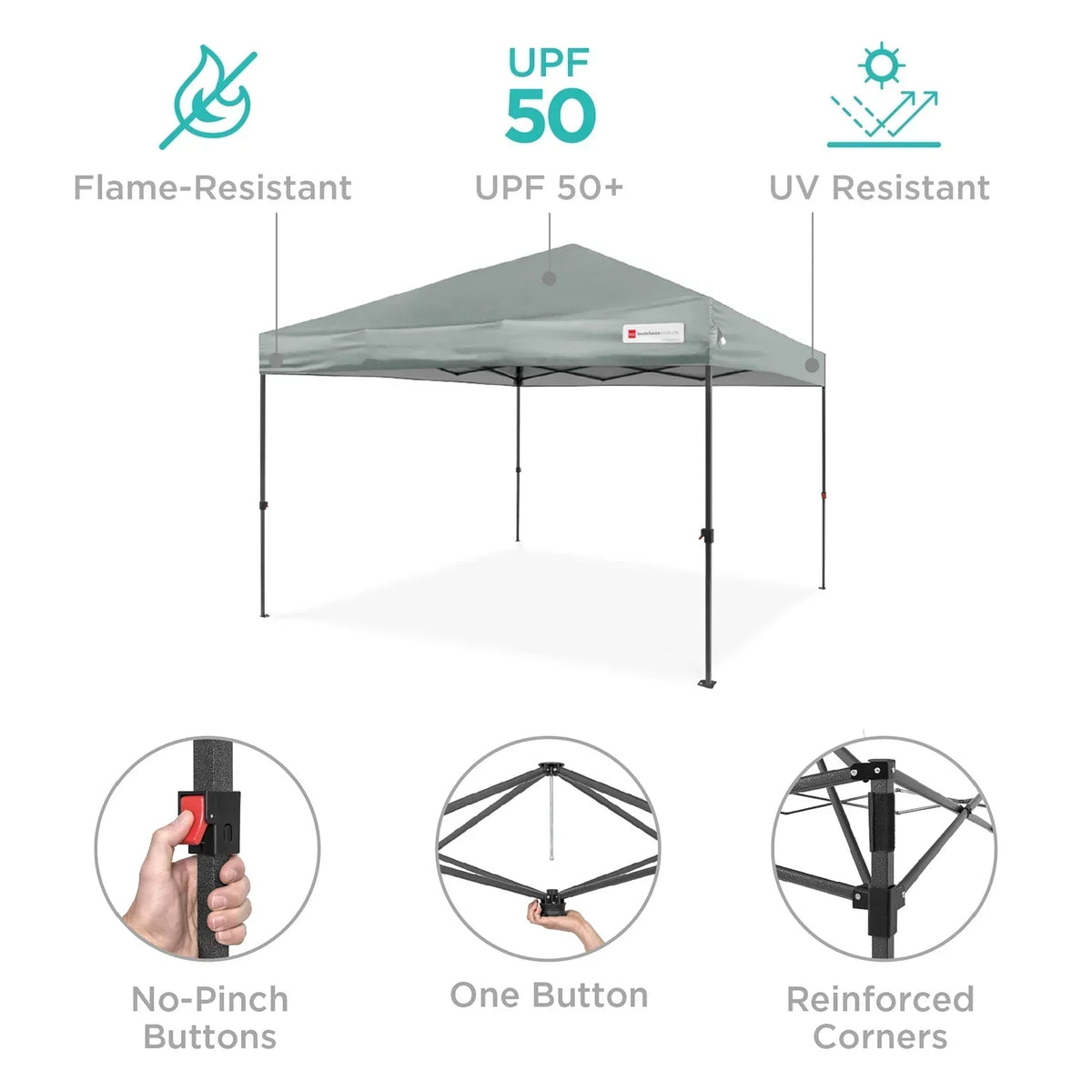 Nouveauté 2026 – Best Choice Products 3,66 m x 3,66 m - Abri pliant facile à monter avec installation en un clic, sac à roulettes et 4 sacs de lestage - Bleu marine
