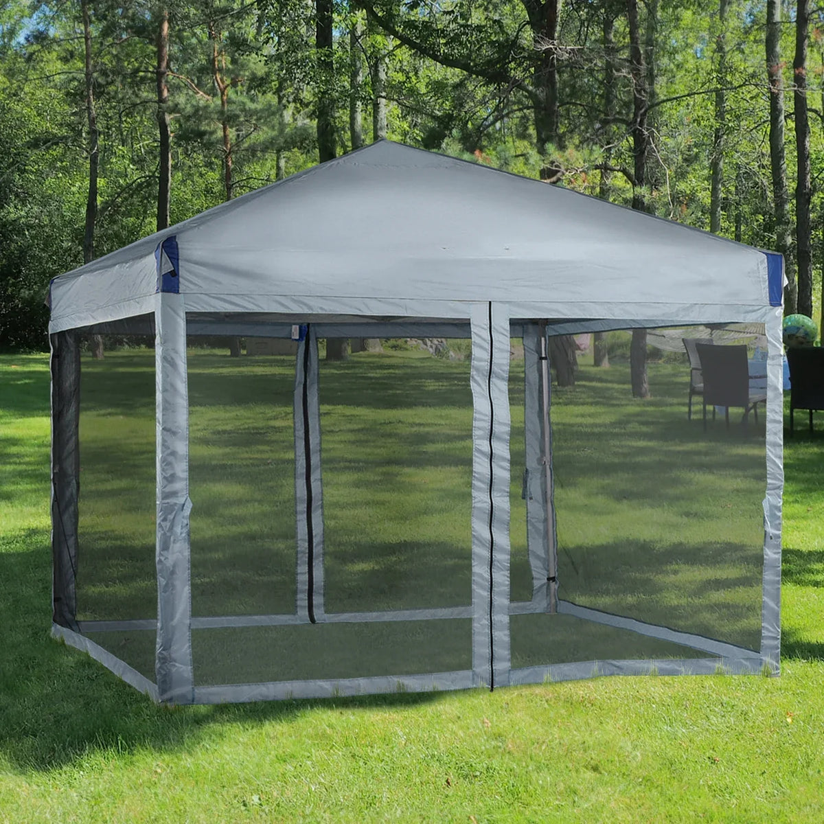 Nouveauté 2026 – Abri pliant Aoodor de 3,65 m x 3,65 m avec parois latérales en filet amovibles, tente d'extérieur portable et instantanée - Noir