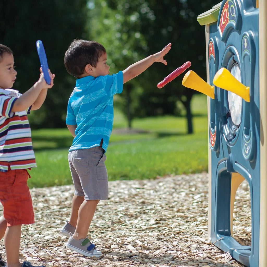 Nouveauté 2026 – Maisonnette marron avec toboggan, centre de loisirs Step2 Neighborhood Fun Center, jouets d'extérieur en plastique pour enfants