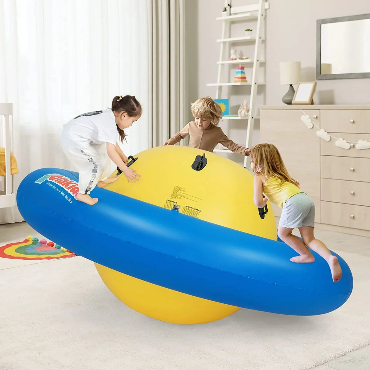 Nouveauté 2026 – Dôme gonflable à bascule OLAKIDS , 2,4 m (8 pi), balançoire géante d'extérieur pour enfants avec 6 poignées de sécurité, poids maximal 113 kg (250 lb), jouet d'escalade pour tout-petits, équipement de jeu pour jardin