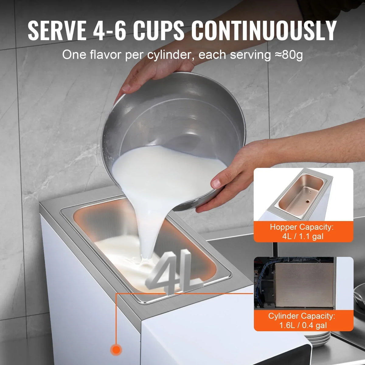 Nouveauté 2026 – Machine à glace commerciale KFFKFF , 2,7-4 gal/10-15 L/h, trémie de 4 L, une seule saveur, machine à glace molle de comptoir, nettoyage automatique, pré-refroidissement