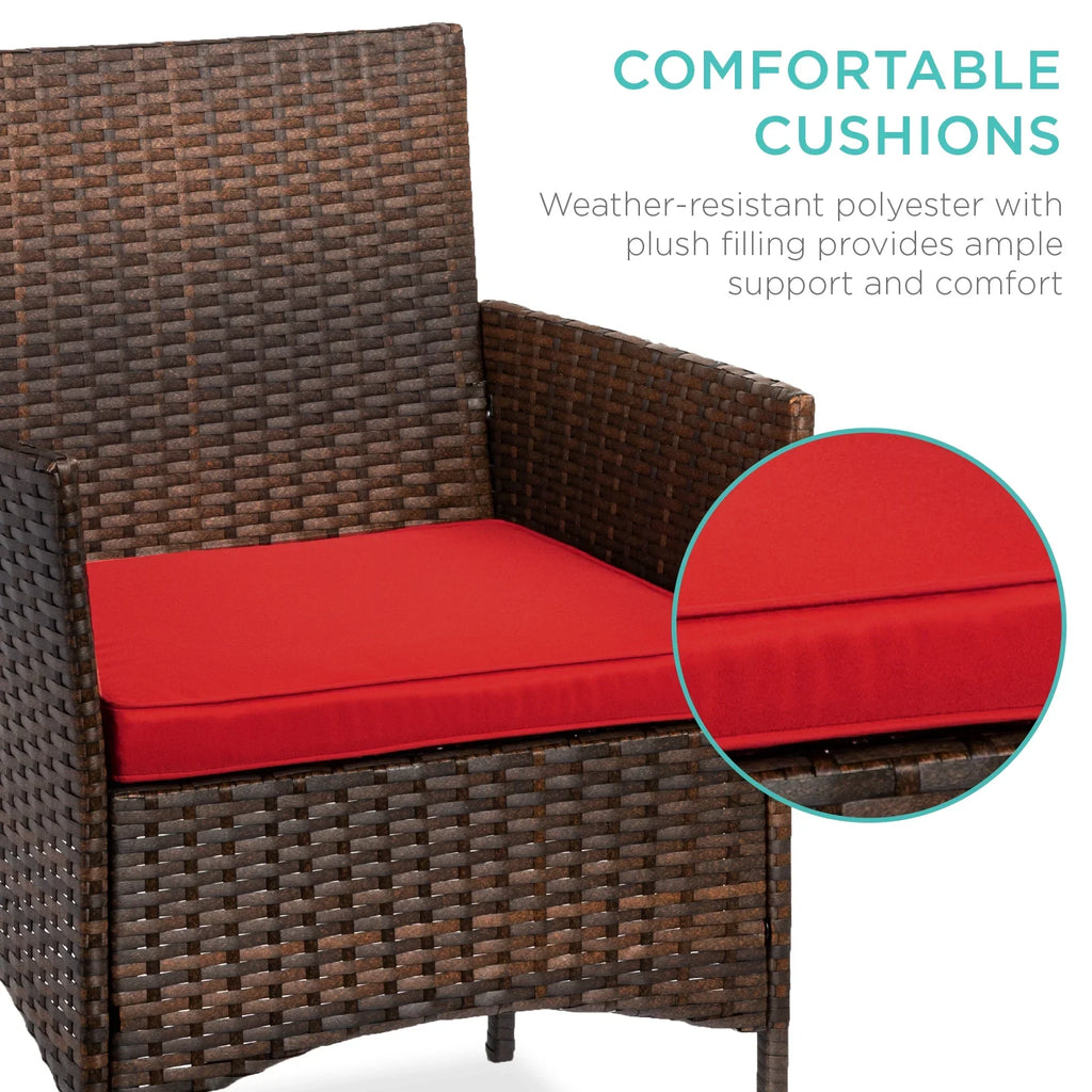 Nouveauté 2026 – Ensemble bistro de jardin 3 pièces en résine tressée Best Choice Products , avec 2 chaises et une table - Gris/Bleu marine