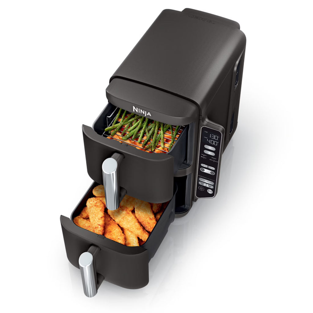 Nouveauté 2026 – Friteuse à air Ninja DoubleStack XL à 2 paniers, technologie DoubleStack permettant de cuire 4 aliments simultanément, conception compacte, 10 pintes, 4 en 1, Smart Finish & Match Cook, SL400