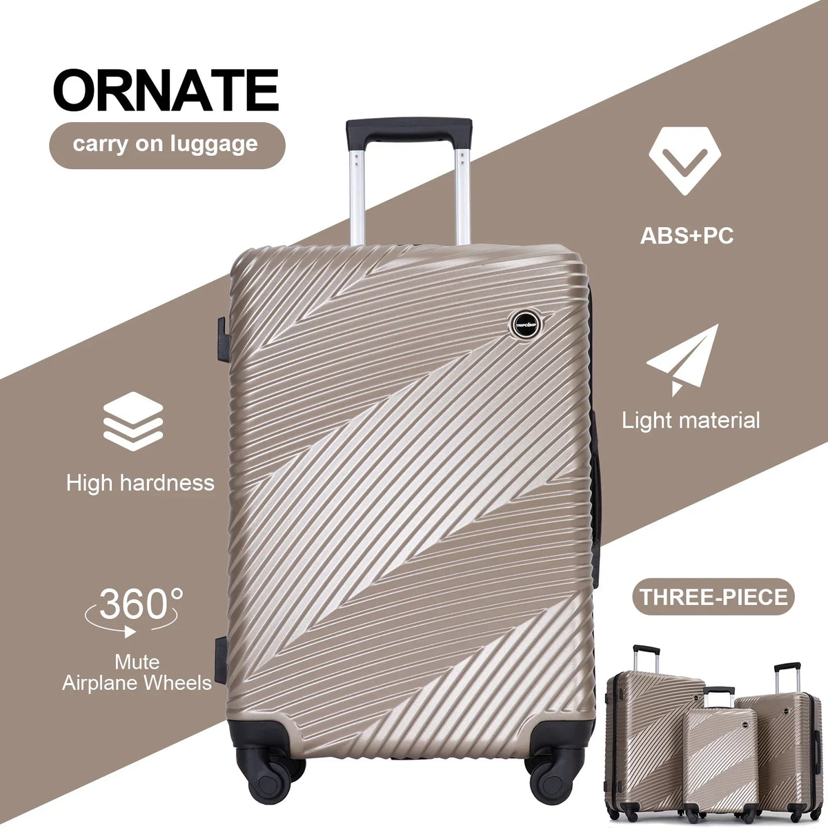 Nouveauté 2026 – Ensemble de 3 valises Tripcomp , valise rigide légère à roulettes multidirectionnelles 20 po, 24 po, 28 po (bleu