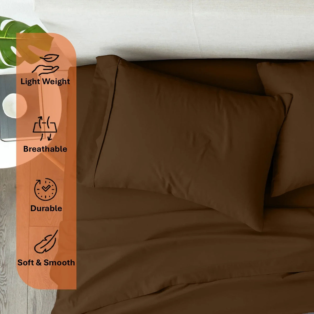 Nouveauté 2026 – Parure de lit 4 pièces en coton égyptien Giza 100 % (600 fils/cm²), drap-housse à bonnet profond de 38 cm, satin doux et respirant - Noir, 1 place