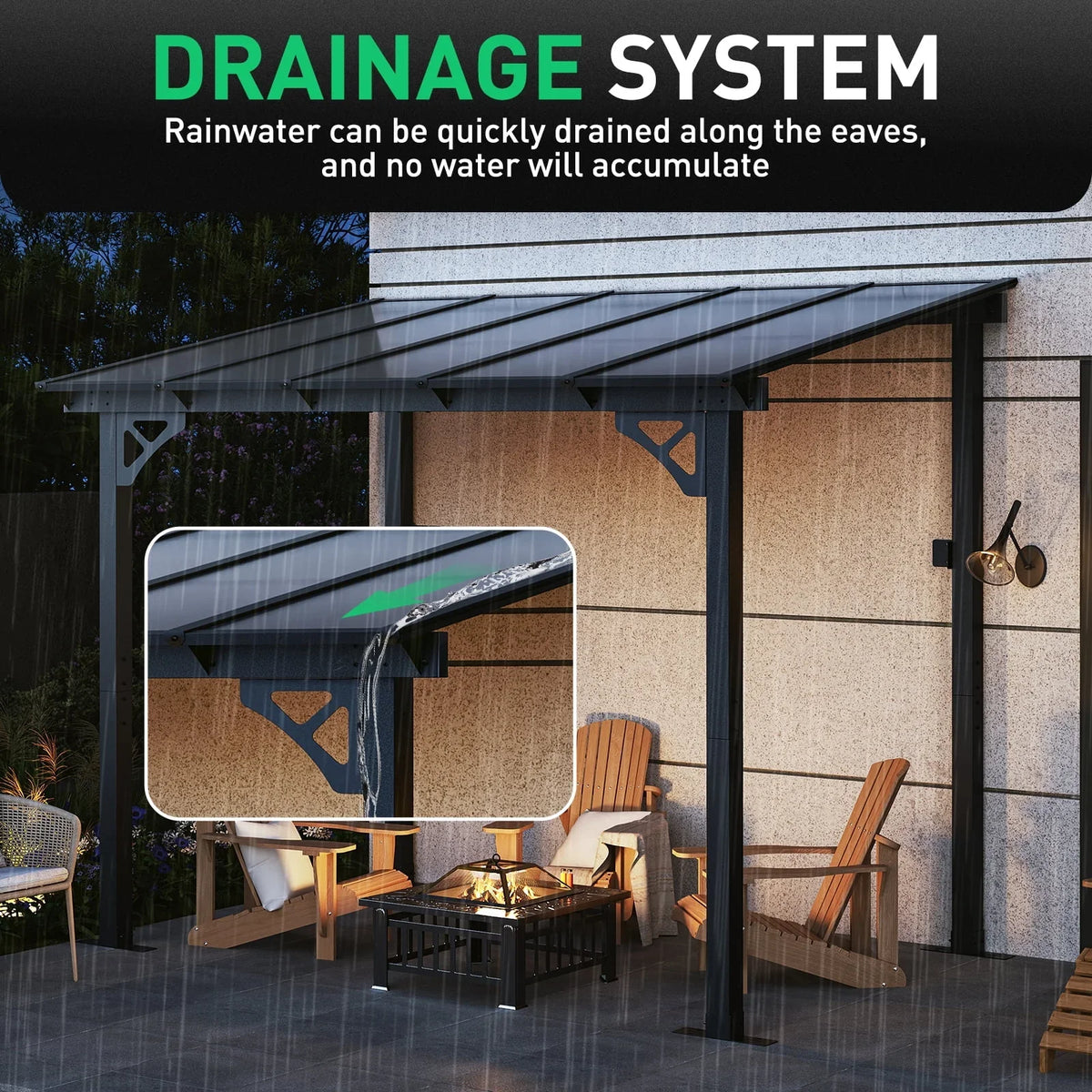 Nouveauté 2026 – Gazebo Aoxun de 2,4 m x 1,5 m pour patio, pergola avec toit incliné, grand auvent mural robuste pour barbecue, idéal pour jardin, terrasse ou patio