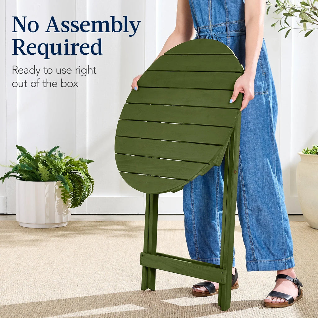 Nouveauté 2026 – Ensemble bistro 3 pièces en bois d'acacia Best Choice Products , mobilier de patio pliant avec 2 chaises et une table - Naturel