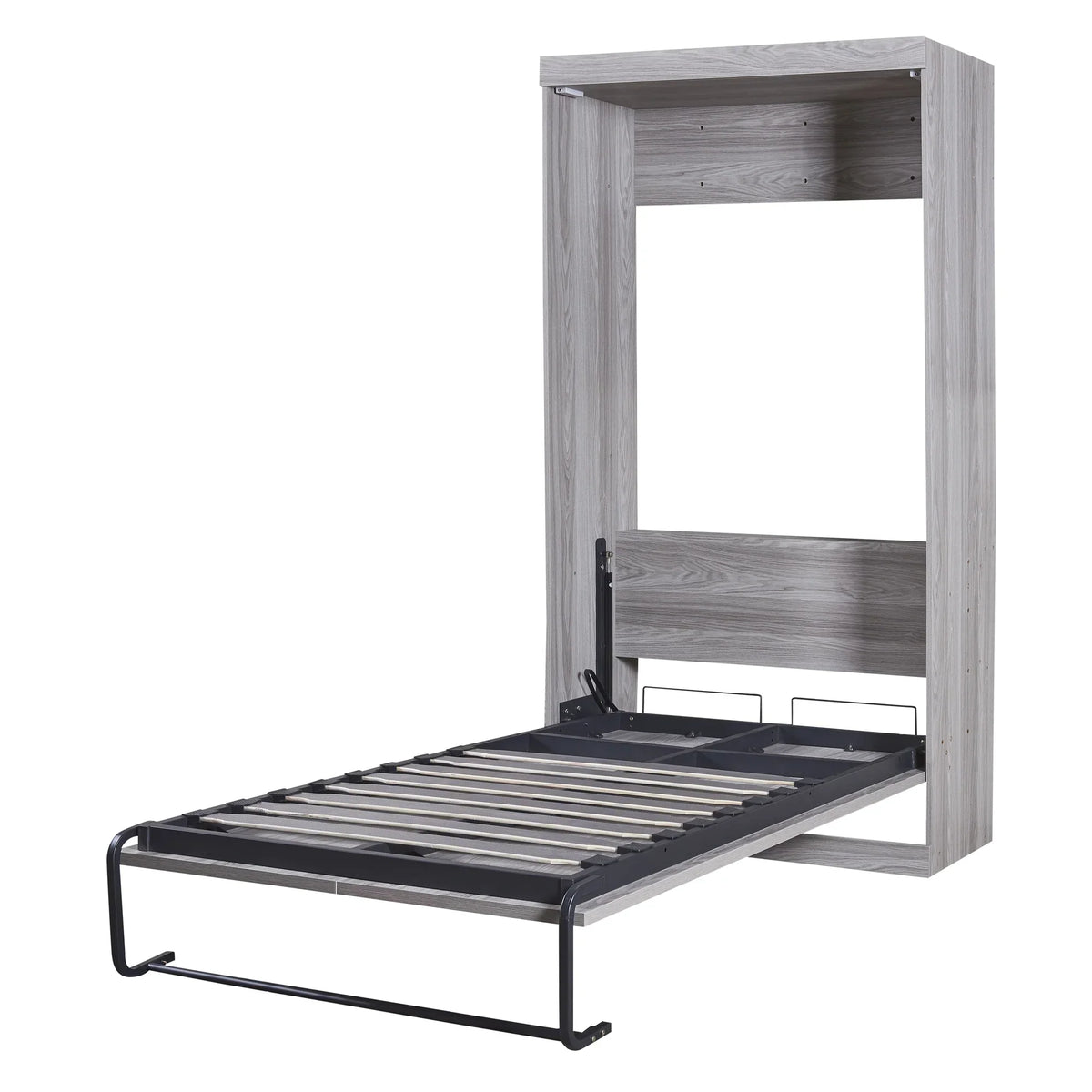 Nouveauté 2026 – Lit escamotable Euroco en pin gris, format simple, transformable en armoire