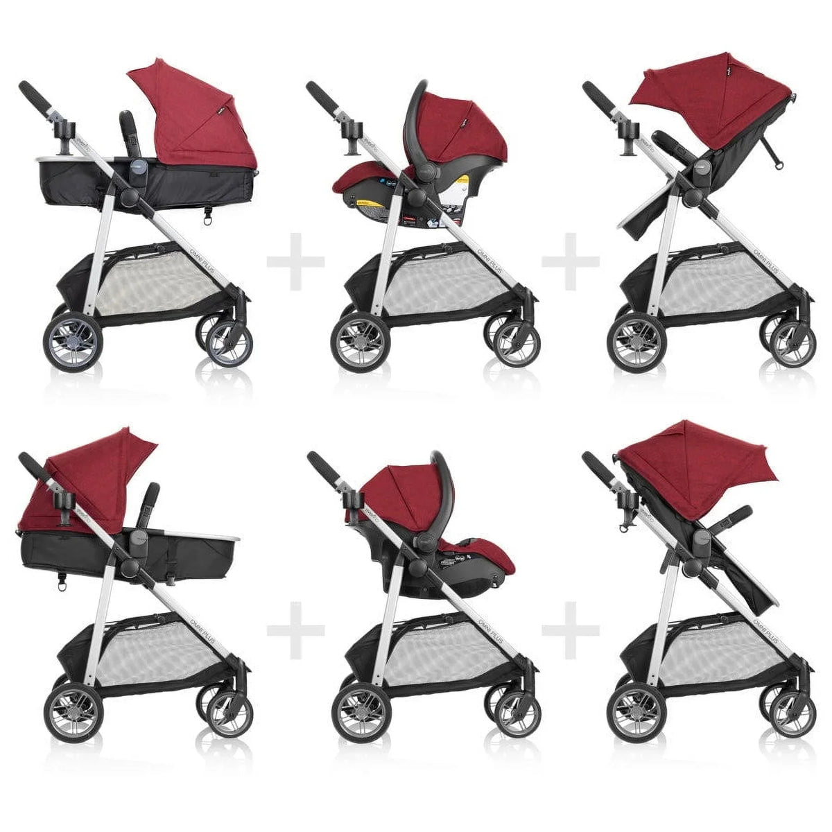 Nouveauté 2026 – Système de voyage modulaire Evenflo Omni Plus avec siège auto pour bébé LiteMax Sport, gris Mylar, unisexe