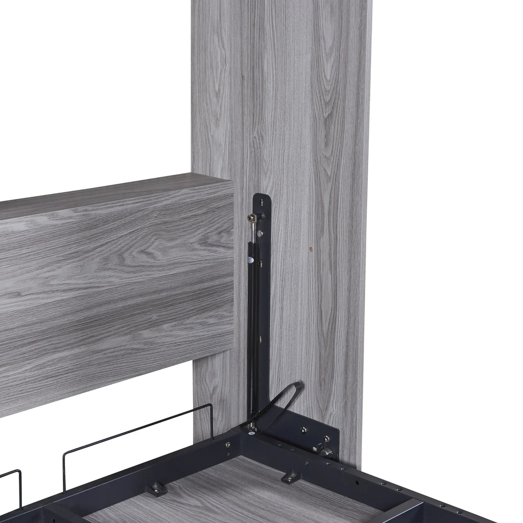 Nouveauté 2026 – Lit escamotable Euroco en pin gris, format simple, transformable en armoire
