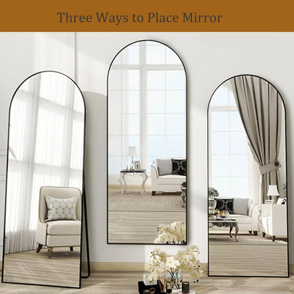 Nouveauté 2026 – Miroir sur pied Arched , grand miroir de corps 180 x 66 cm avec support, doré