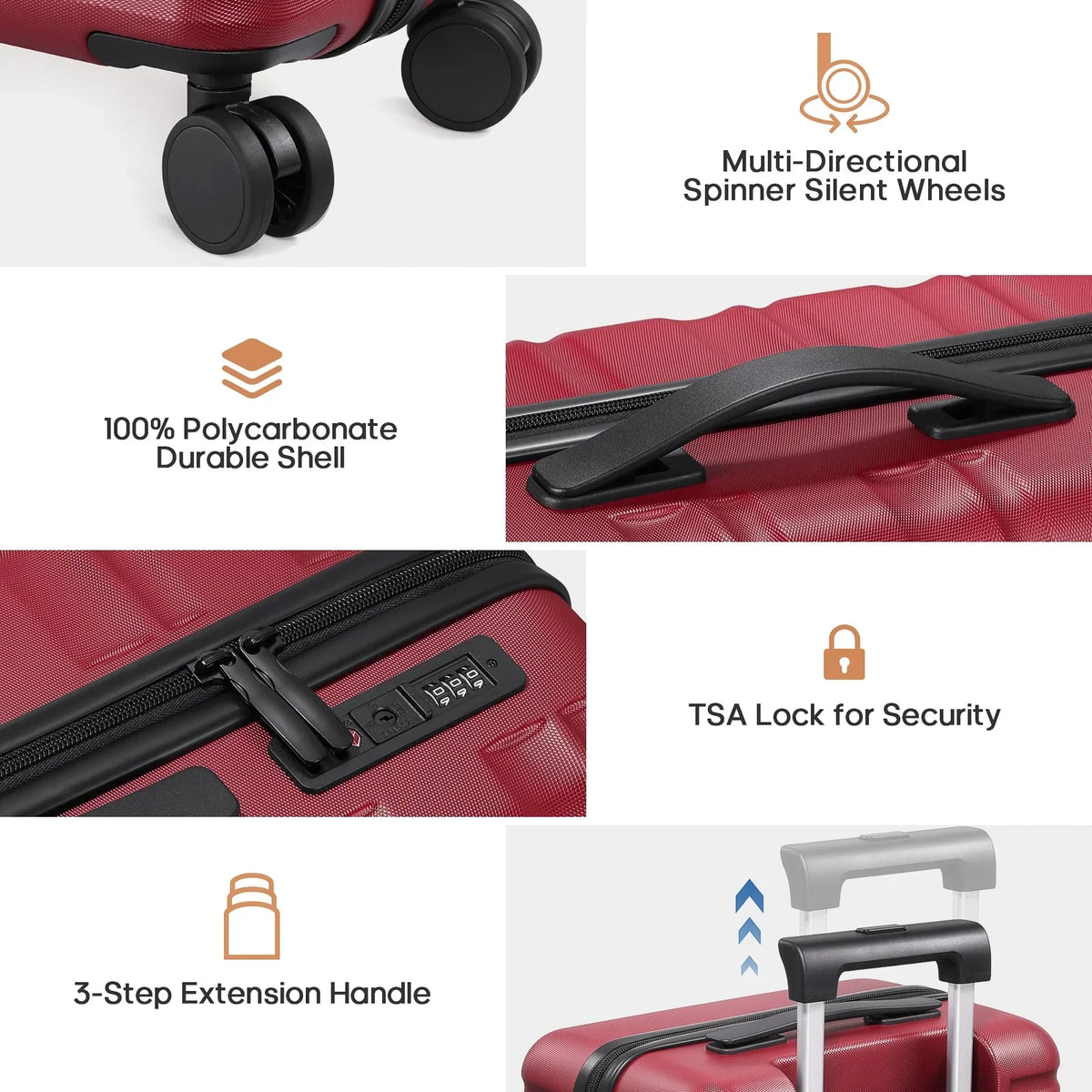 Nouveauté 2026 – Ensemble de bagages MIUSSE , 3 pièces : valise cabine 20 pouces à roulettes, coque rigide 100 % PC avec serrure TSA, conforme aux normes des compagnies aériennes, avec sac à dos de voyage pour hommes et femmes