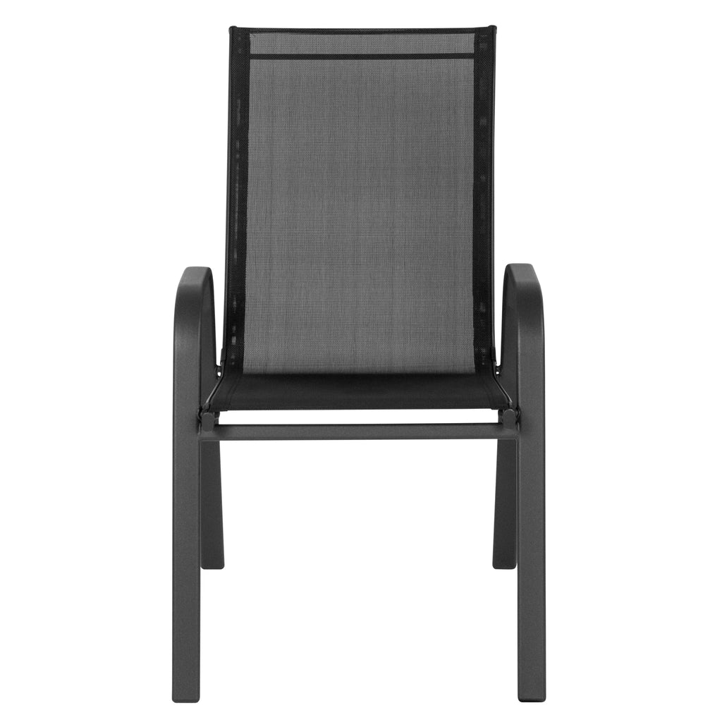 Nouveauté 2026 – Lot de 5 chaises empilables d'extérieur BizChair noires , revêtement Flex Comfort et structure en métal