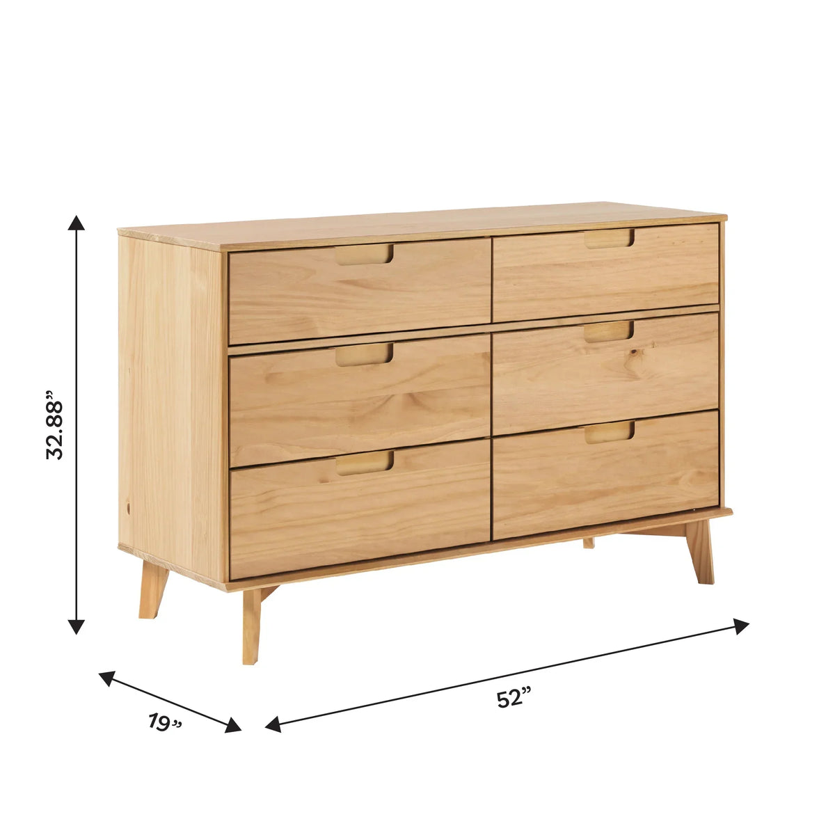 Nouveauté 2026 – Commode Walker Edison Sonoma 6 tiroirs en bois massif couleur caramel