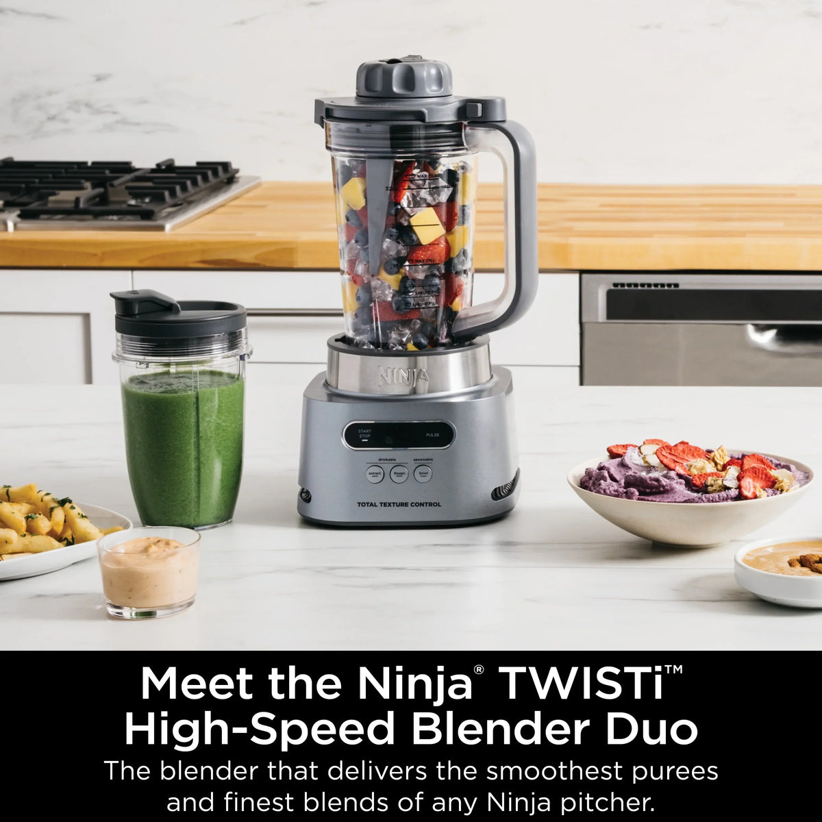Nouveauté 2026 – Ninja Twisti, Blender haute vitesse Duo, 3 programmes Auto-iQ préréglés, pichet d'une capacité de 1 litre, SS150