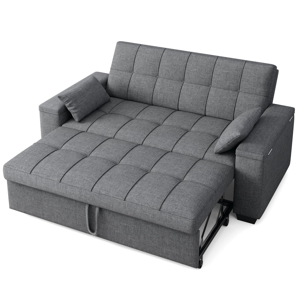 Nouveauté 2026 – Canapé-lit convertible 3 en 1 Lofka avec rangement, dossier réglable et fonction gigogne - Fauteuil-lit idéal pour les petits espaces et les appartements, gris foncé