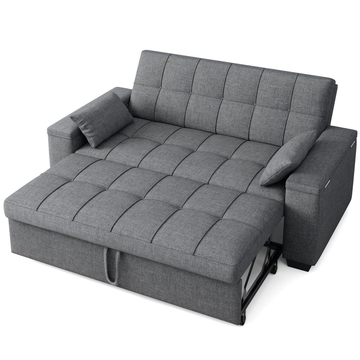 Nouveauté 2026 – Canapé-lit convertible 3 en 1 Lofka avec rangement, dossier réglable et fonction gigogne - Fauteuil-lit idéal pour les petits espaces et les appartements, gris foncé