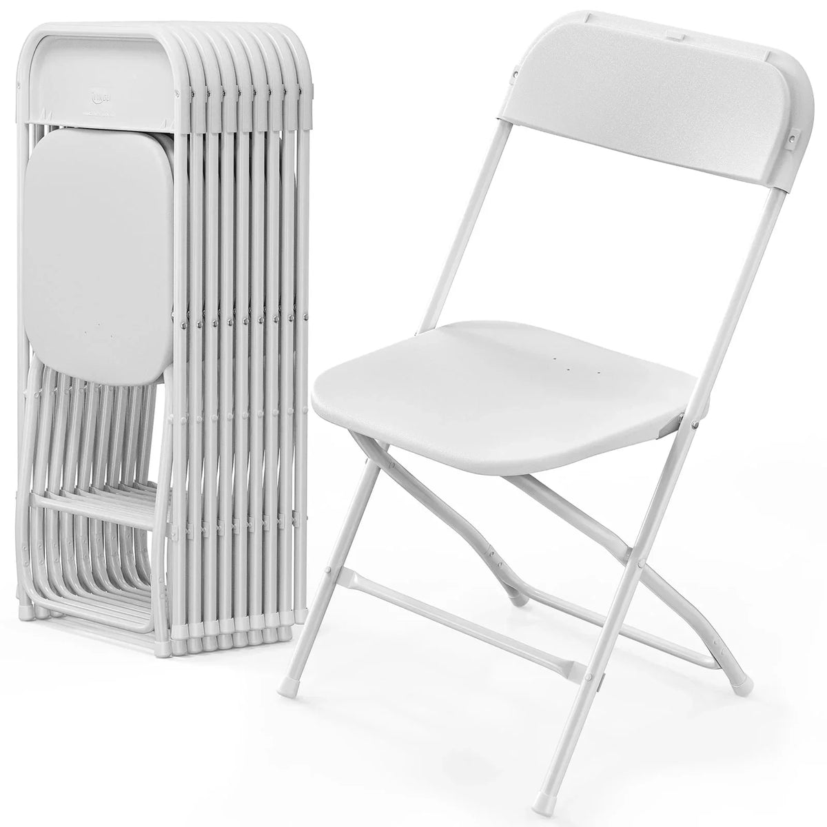 Nouveauté 2026 – VINGL Lot de 10 chaises pliantes en plastique blanc, empilables pour intérieur et extérieur