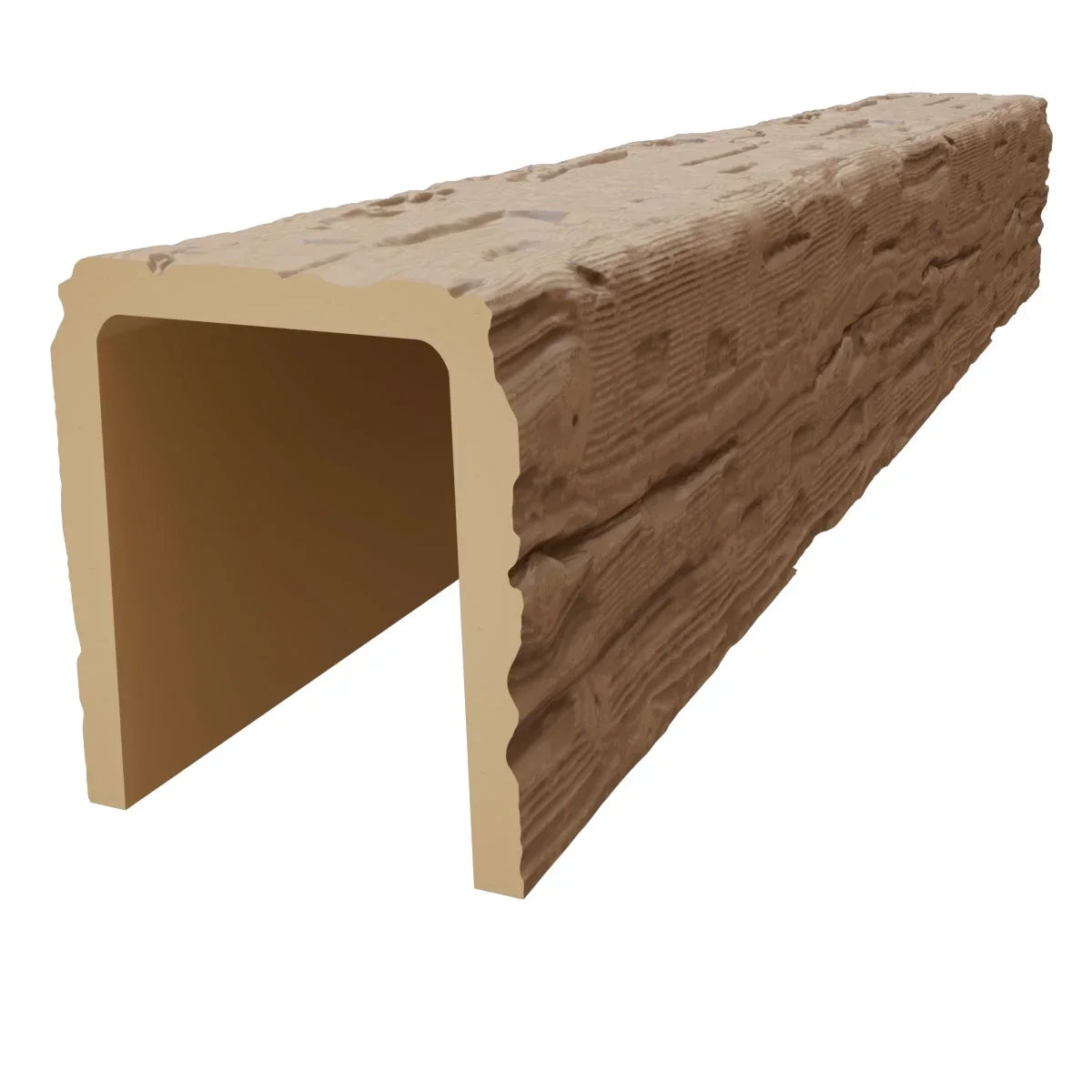 Nouveauté 2026 – Ekena Millwork 3 1/2 po L x 3 1/2 po H x 120 po P 3 côtés (poutre en U) Bois de récupération HeritageTimber Faux bois Poutre de plafond, Brun Kona