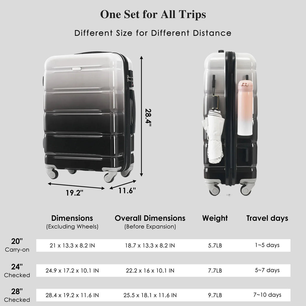 Nouveauté 2026 – Ensemble de 3 valises PAPROOS (51/61/71 cm), valise rigide légère avec port USB et crochets latéraux, bagage de voyage avec serrure TSA, valise à roulettes rigide pour l'école et les voyages, rose
